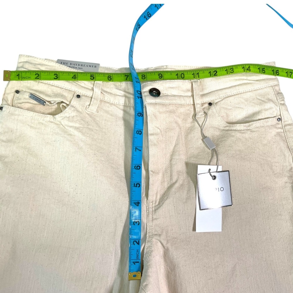 NEW Cupio 12 Cream Bootcut Mid-Rise Jeans Raw Hem The Daydreamer Minimalist Boho - Picture 4 of 12